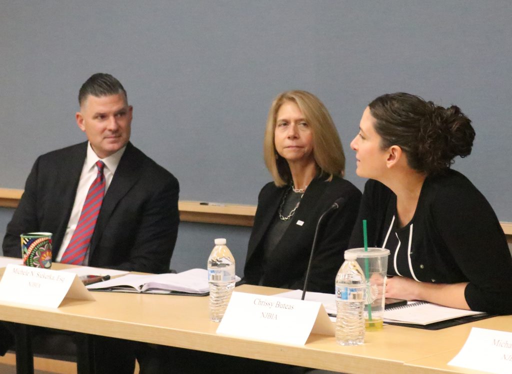 Assembly Majority Leader Lou Greenwald with NJBIA President and CEO Michele Siekerkaand Chief Government Affairs Officer Chrissy Buteas