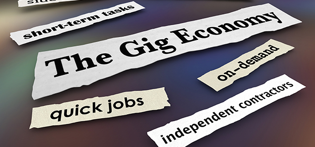 words saying independent contractor and gig economy