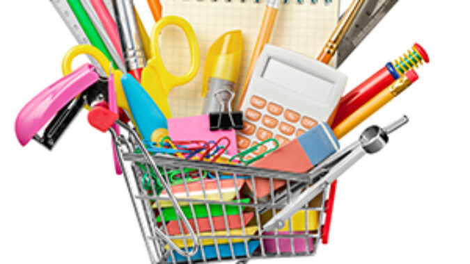 school supplies in cart image