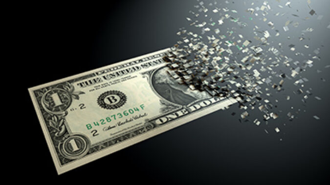 image of dollar that is dematerialzed at the end