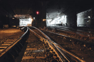 Railroad Tracks in Hudson River Tunnel