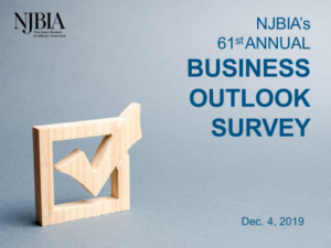 Cover graphic of a wooden looking box with a check mark in it and headline announcing the 61st annual Business Outlook Survey