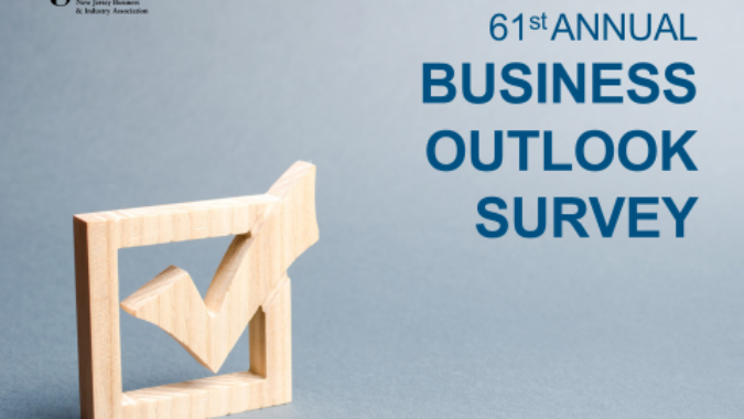 Cover graphic of a wooden looking box with a check mark in it and headline announcing the 61st annual Business Outlook Survey