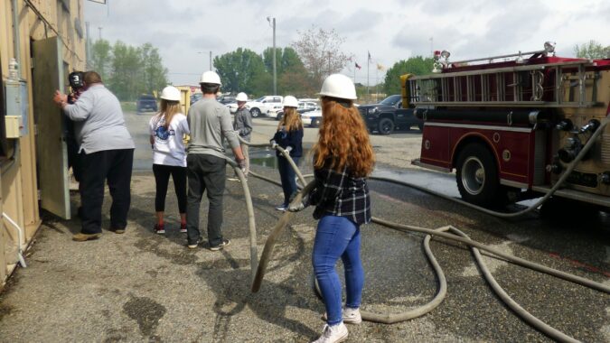 Cape May Tech students at Cape May County Fire Training Academy, which was named a Business Partner of the Year by Cape May County Technical School District.