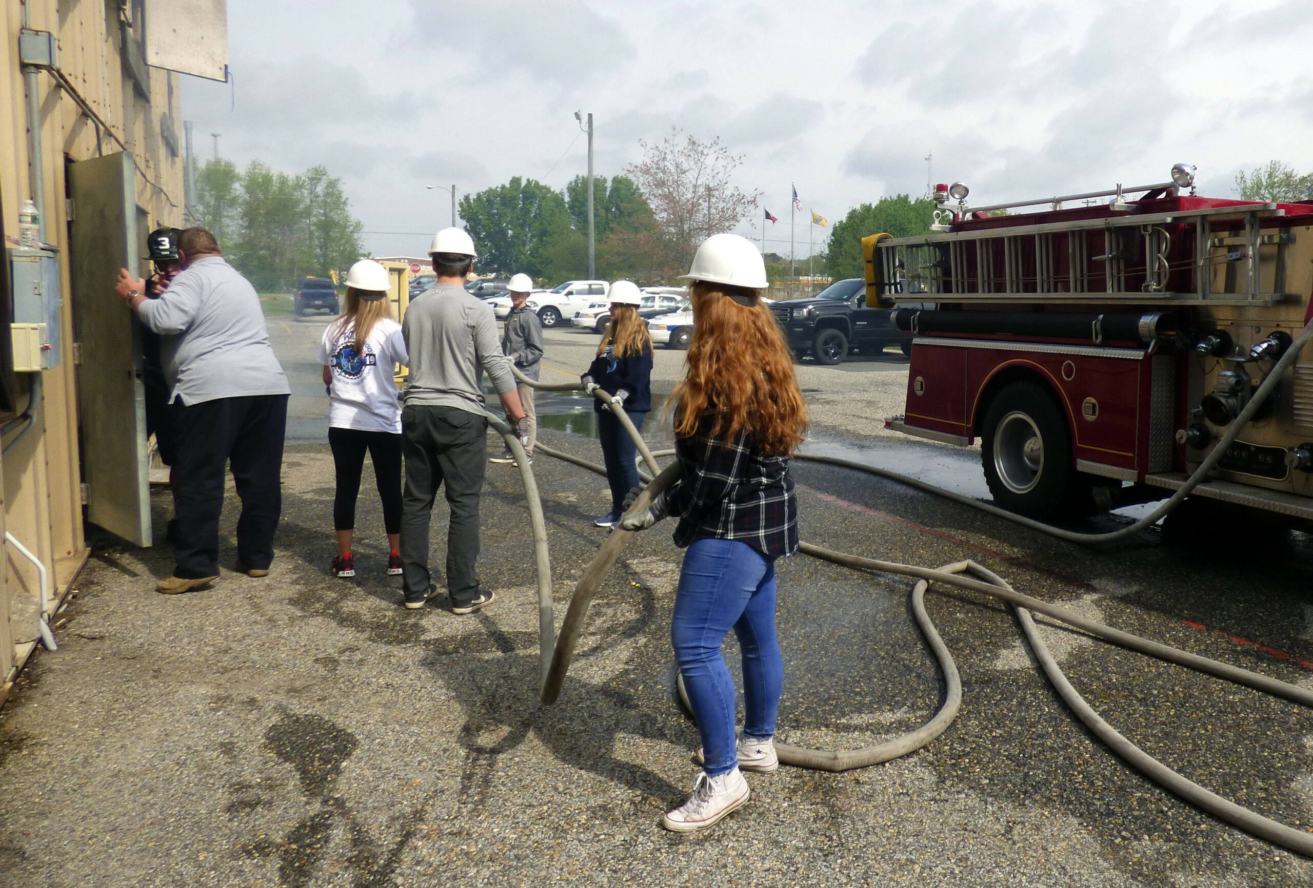 Cape May Tech students at Cape May County Fire Training Academy, which was named a Business Partner of the Year by Cape May County Technical School District.