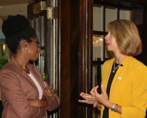 Secretary of Higher Education Dr. Zakiya Smith Ellis (left) chats with NJBIA's Michele Siekerka