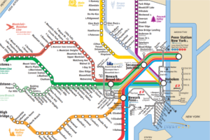 Map of NJ Transit rail routes to NYC