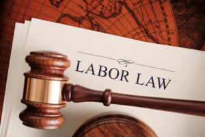 Gavel on labor law document