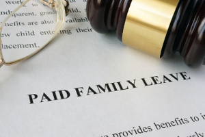 Gavel on paid family leave form.