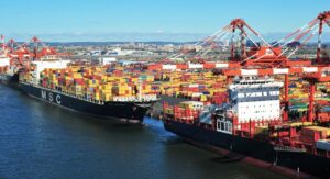 Cargo ships in port