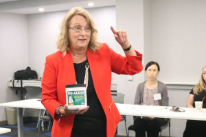 Anne Thornton, founder and president of MSI Plumbing and Remodeling, provides some plumbing maintenance tips at the Women Business Leaders Network meeting