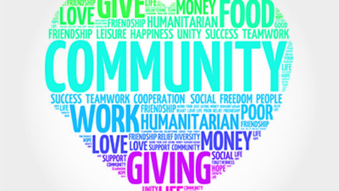 word cloud about community giving
