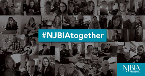Collage of NJBIA employees working from home during COVID-19 crisis