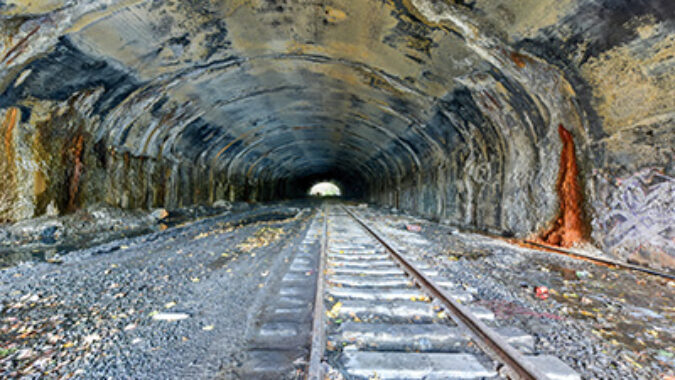 deteriorated train tunnel
