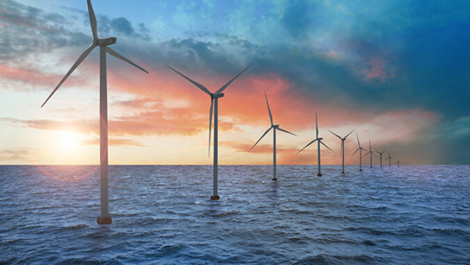 offshore wind turbines in the ocean